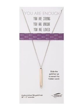 Alexa’s Angels You Are Enough Hidden Message Necklace 28" Chain with 2" Extender
